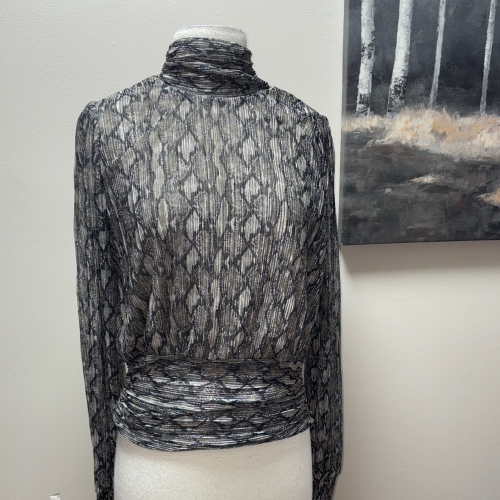 Joie Black and Gray Sheer Top